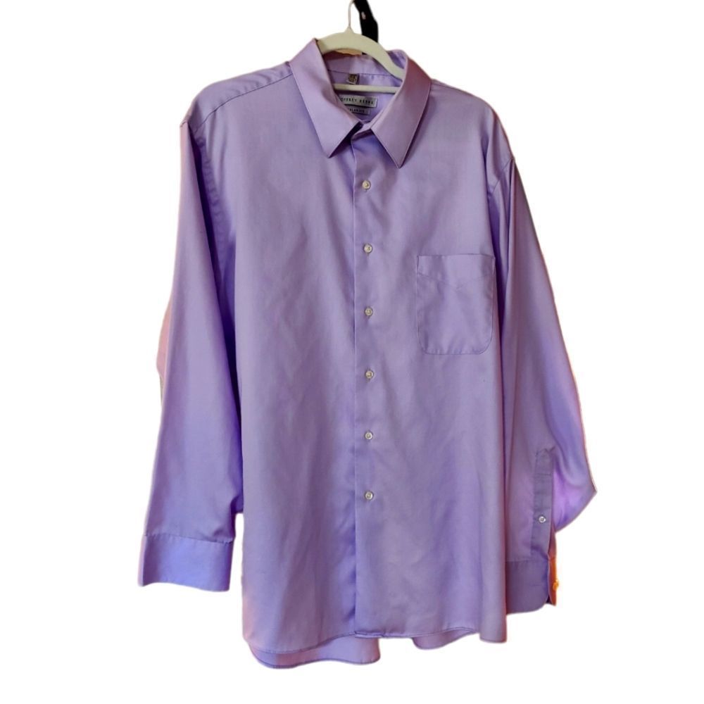 Geoffrey Beene Mens 17 1/2 lavender long sleeve button up dress shirt